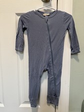 kyte baby footless one piece bamboo pajama blue size 6-12 months