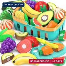 Cutting Play Food Toys For Kids, Pretend Play Kitchen Accessories, Fake Fruits/V