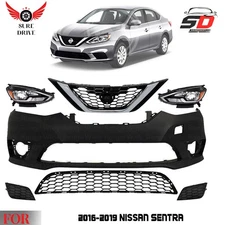 Front Bumper Cover Fascia & Grille Assembly Kit For 2016-2019 Nissan Sentra