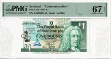 Scotland 1 Pound 1997 Banknote 359 PMG Superb Gem Unc 67 EPQ