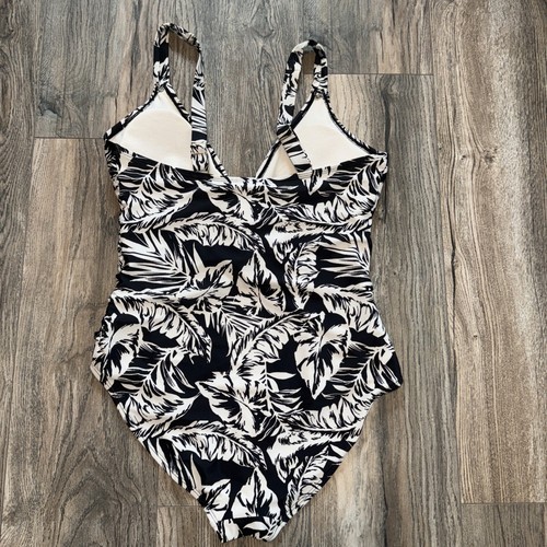 Costume da bagno Anne Cole pezzo unico bianco e nero floreale taglia 10 cinturino regolabile - Foto 5 di 9