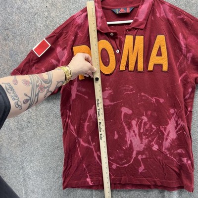 Robe Di Kappa Roma Polo Shirt Mens XL Maroon Italy Flag Soccer
