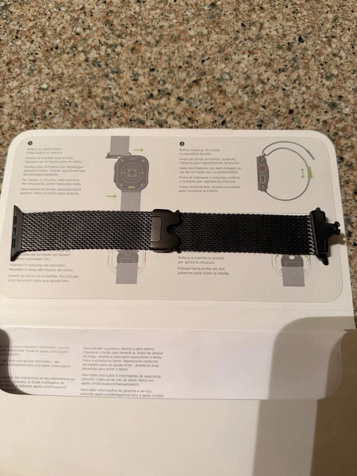 Apple Watch Ultra Titanium Milanese Loop 49mm Genuine OEM Black Size S - Image 3 of 4