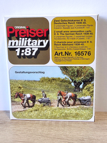 (6357) Preiser military  H0,  16576, Zwei Gefechtskarren lf. 9  unbemalt Bausatz | Zustand: Neu