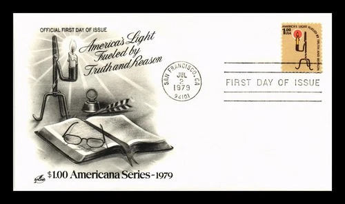 US COVER RUSH LAMP $1 AMERICANA SERIES FIRST DAY ISSUE SCOTT 1610 ARTCRAFT