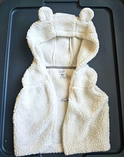 Carter's White Fleece Hooded Bear Ears Vest Unisex Baby 3-6 Months