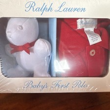 Ralph Lauren Baby 2-Piece Red Polo Shirt  Polo Bear Stuffed Animal Set 6M