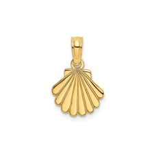 14k Yellow Gold Scallop Shell Pendant Camino Charm Religious Faith Jewelry