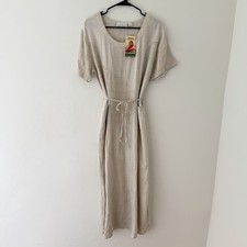 Sacred Threads Maxi Dress L Patchwork Lagenlook Boho Artsy Neutral Pocket NWT