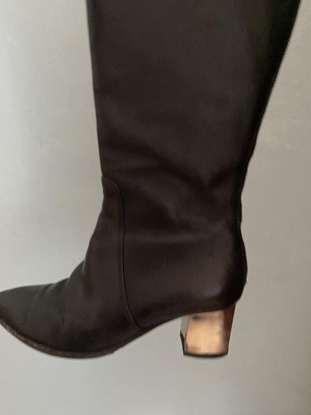 Women Pollini Boots Black Leather 36 #CGNA