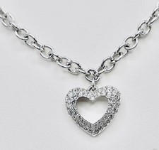 Swarovski Crystal Heart Pendant Necklace Rhodium Plated 17 - 19" N876