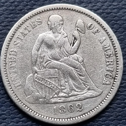 1862 Seated Liberty Dime 10c Better Grade XF #96546