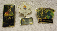 Vintage Atlanta & Salt Lake City Olympics Pin lot of 3 Visa Motorola KARK TV 4
