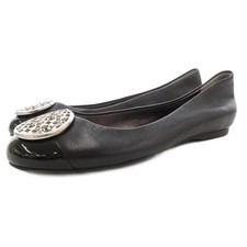 Coach Signature Motif Metal Ballet Flats Leather Patent Black 23cm GV