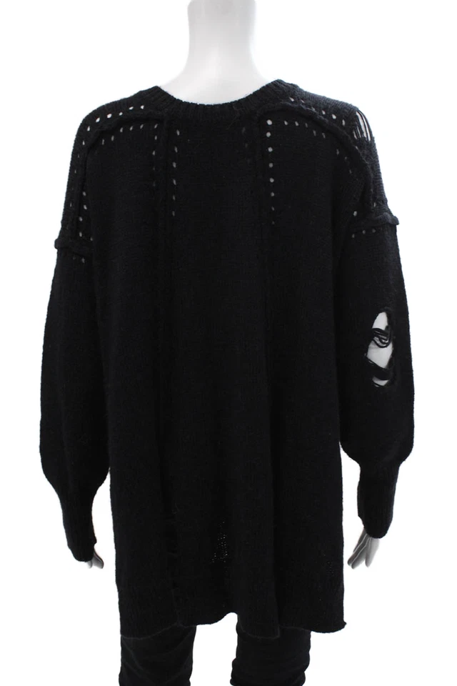 Suéter tejido trenzado manga larga cuello redondo negro talla S Wildfox para mujer Foto 3 de 4