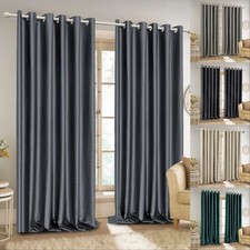 Image of Thermal Blackout Curtains Thick Ring Top Ready Made Eyelet Curtain Pair