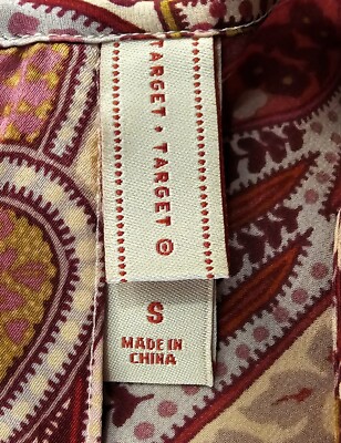 NWOT Target Womens Nightgown & Robe Set Long 100% Silk Red Paisley Small