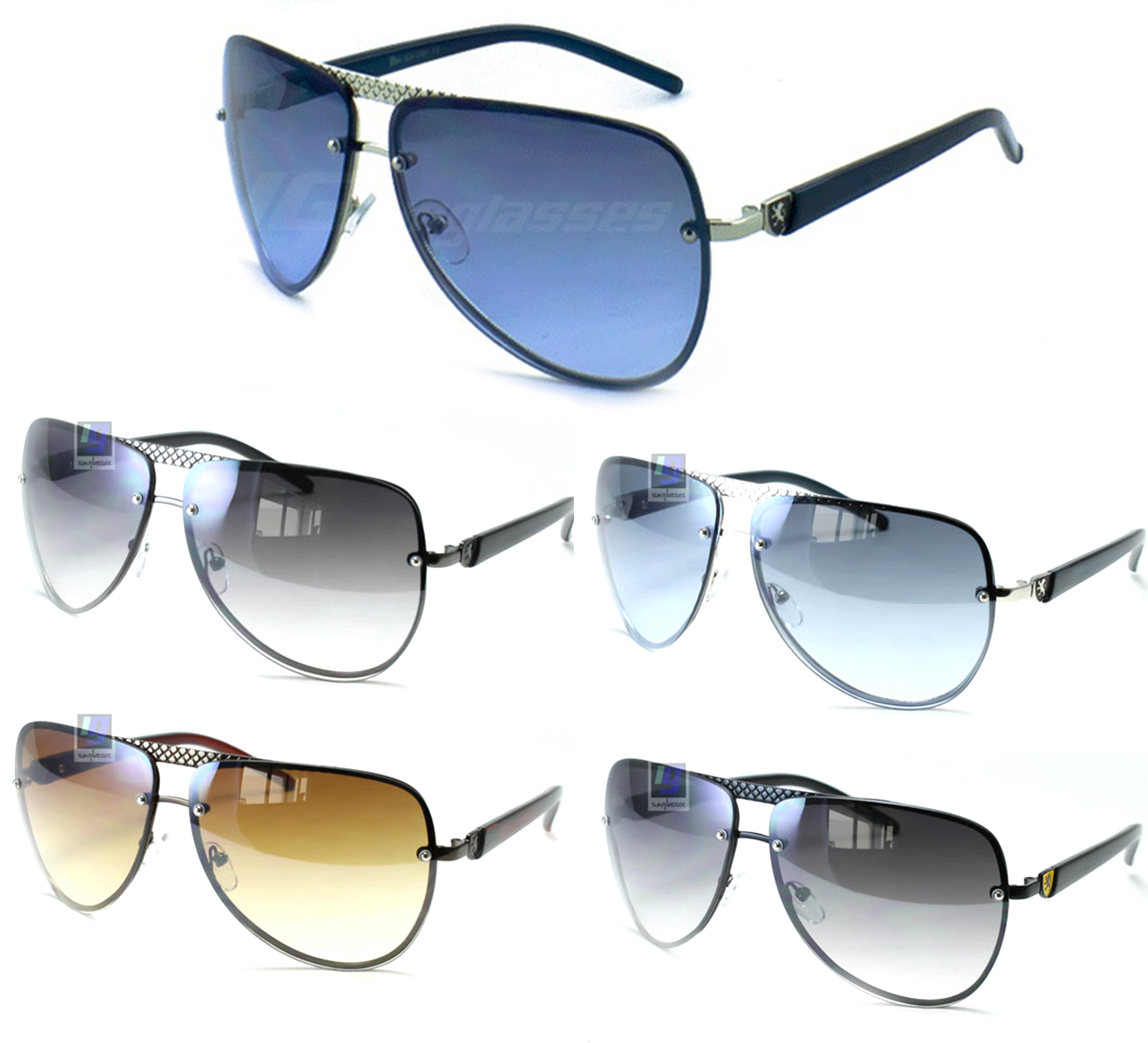 Aviator Sunglasses Mens Womens Eyewear Lion Logo Full UV Protection Designer-image