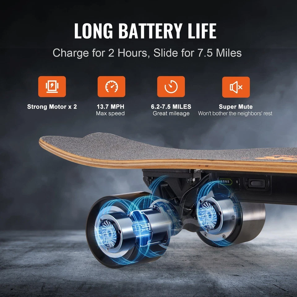 Monopatín eléctrico Longboard con control 7,5 millas de alcance para adultos niños Foto 3 de 4