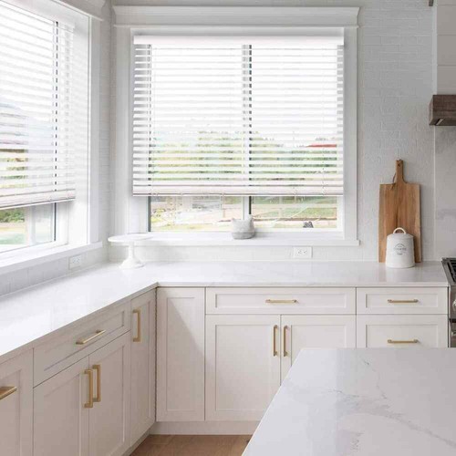 Pre-Cut White Cordless Room Darkening Faux Wood Blind 71x72 in - Picture 7 of 7