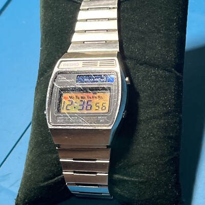 Vintage Seiko A156-5020 LCD Mens Alarm-Chrono Solar Watch - Good