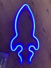 Blue Rocket LED Wall Light Battery Children Boy Bedroom Night Man Cave Space