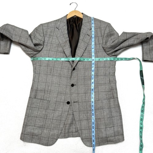 Davide Cenci 44L Blazer Jacket Linen Wool Plaid Checked Unstructured Summer Long - Picture 10 of 13