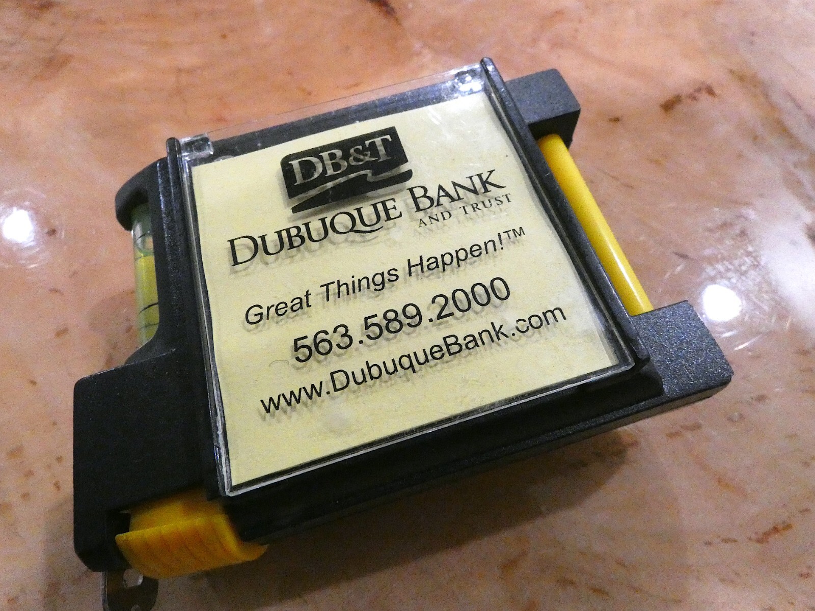 Dubuque IA Bank and Trust Combination 10' Tape Measure, Level, and Note Pad