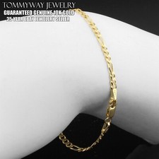 Guaranteed Genuine 10K Gold Figaro Link Chain 7" Bracelet 2.5mm