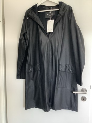 Rains Damen Mantel Gr. L/XL Schwarz Neu Mit Etikett