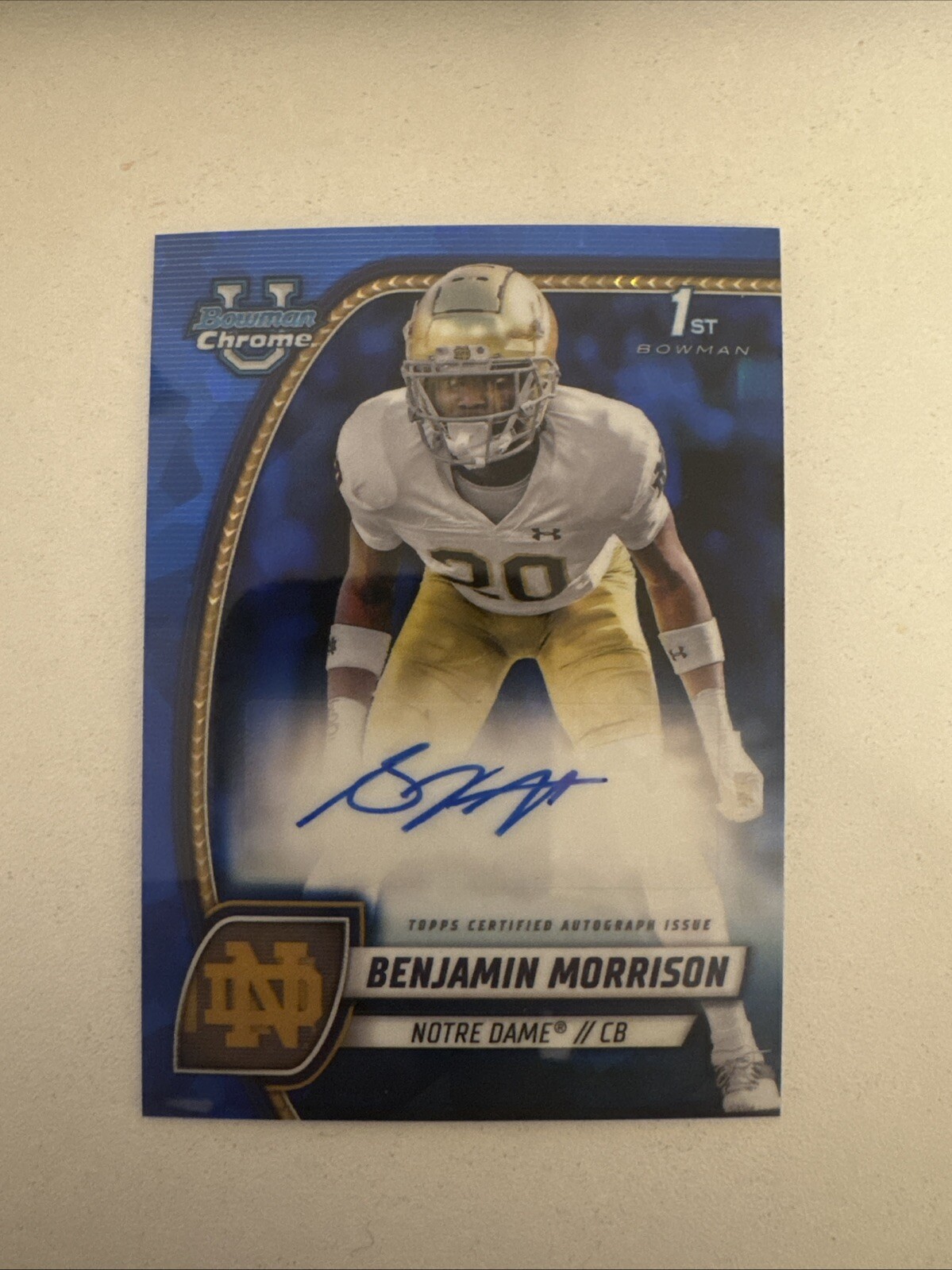 2024 Bowman Chrome U Sapphire Benjamin Morrison Auto Notre Dame