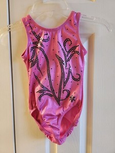 Snowflake Designs Pink/Black Gymnastics/Dance Leotard CS