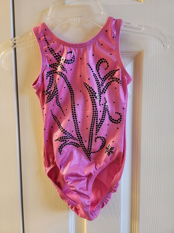 Snowflake Designs Pink/Black Gymnastics/Dance Leotard CS