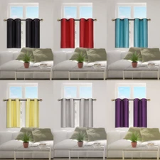 1 SET SMALL WINDOW DRESSING CURTAIN PANEL BLACK LINER ROOM DARKENING ELIO 36"L