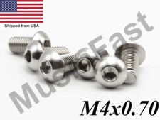 M4x0.7 Button Head Socket Cap Stainless Stee Screw 6mm-25mm Grade A2 ISO:7380