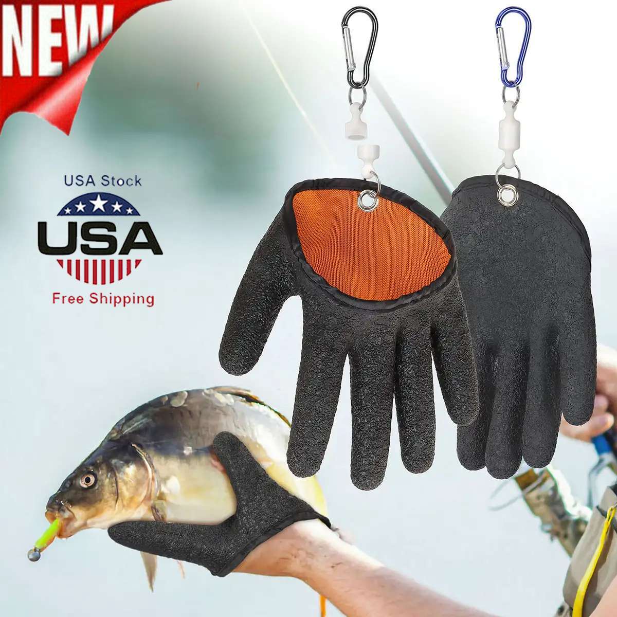 Fishing Catching Gloves Non-slip Fisherman Protect Hand Fishing