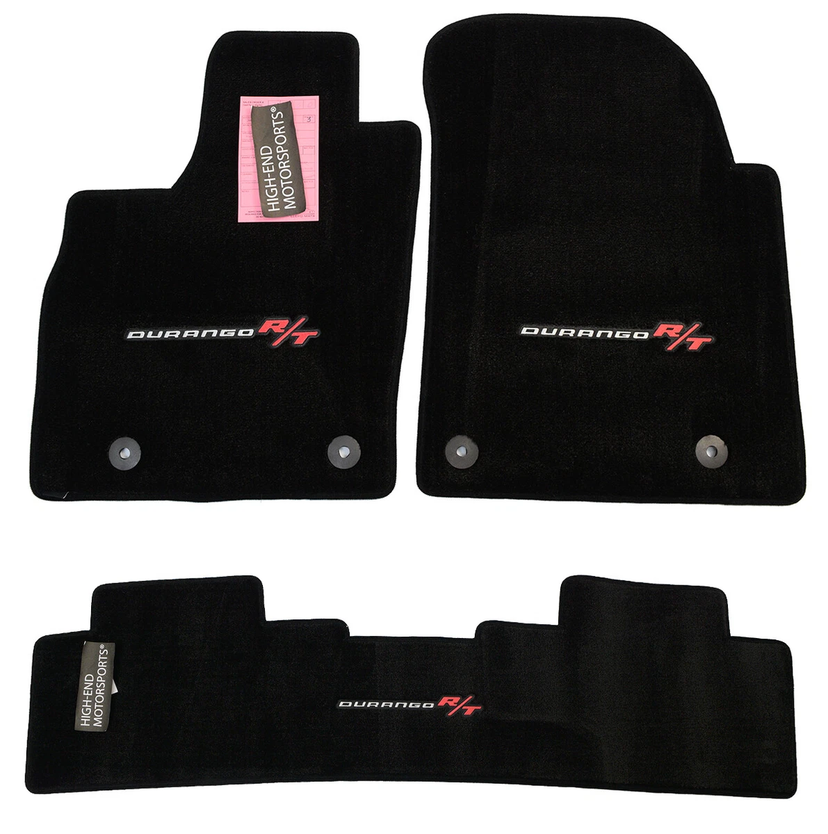 2016 2024 Dodge Durango R T Logo Floor Mats Set 3Logos Black
