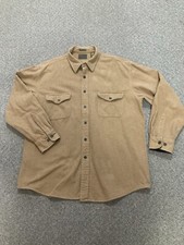 St Johns Bay Men's XL Light Brown Chamois Cloth Flannel Button Up Shirt Heavy