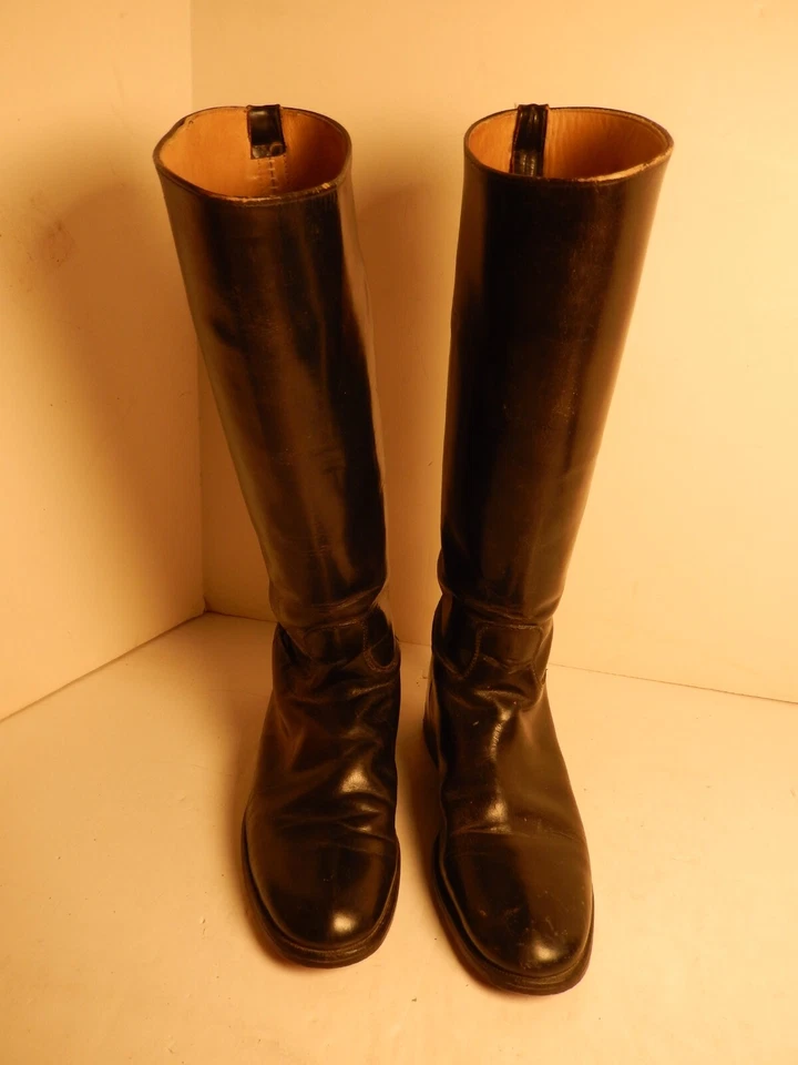 Vintage Custom USA Womens 7.5 D Black Tall EQUESTRIAN Leather Riding Dress Boots - Image 2 of 4