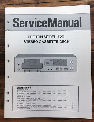 Proton Model 720 Cassette  Service Manual *Original*