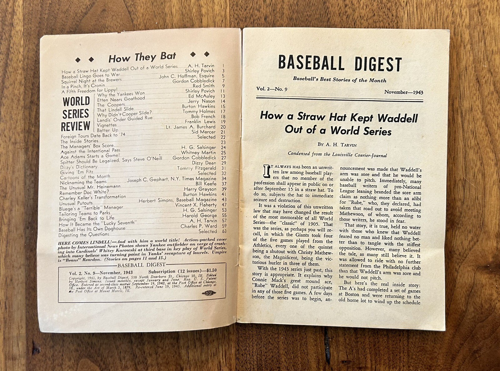 November 1943 Baseball Digest eBay