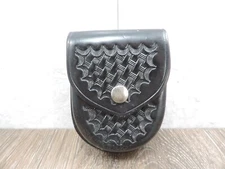 Dutyman Black Leather Basketweave Handcuff Holder 8121U