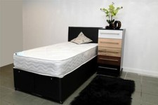 3ft Single Black Base Divan Bed and Medium Mattress+Storage+Headboard!!!.