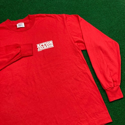 Vintage Action Jackson Shirt Mens XL Red White 1988 Movie Promo Logo 80s USA VTG