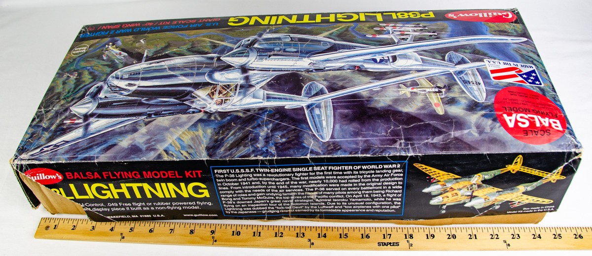 Flying Airplane Model Kit Guillows P-38L Lightning US WWII Fighter