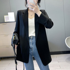Women Formal Long Open Blazer Suit Cardigan Chiffon Outerwear Top Lapel Jacket