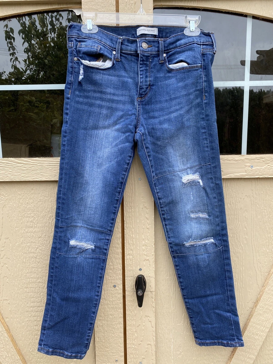 Banana Republic Ripped Skinny Ankle Jeans Blue W29 eBay