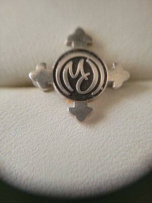 Vintage Sterling Pin Brooch 'MJ' or 'CW' Cross