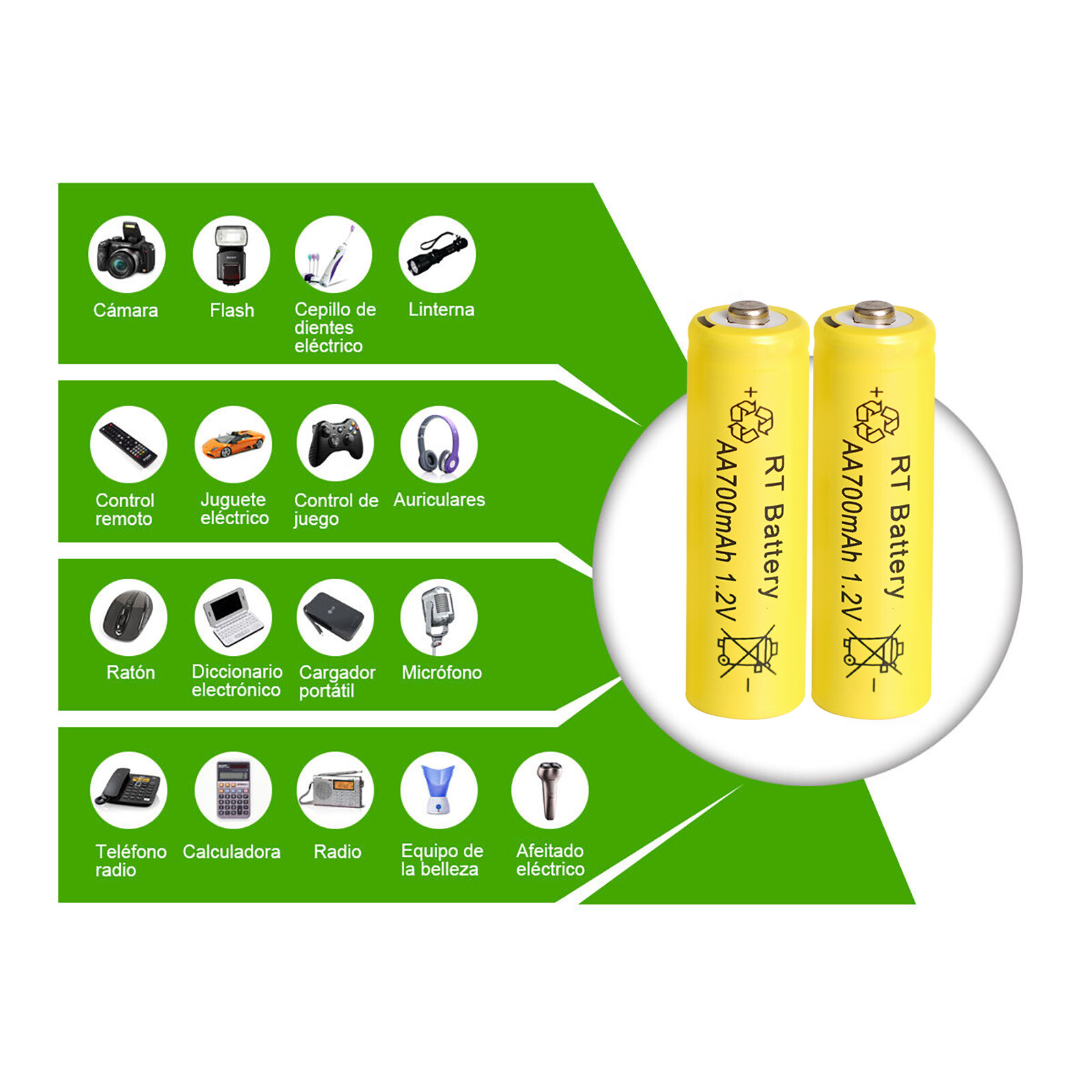 48 Pack Rechargeable AA Battery Ni-MH 1.2v 700mAh Batteries Button Top for Toys