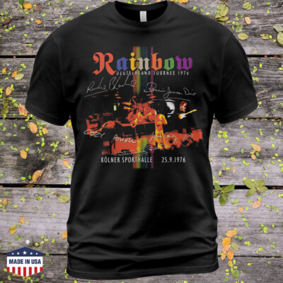 Cotton T-Shirt Rainbow Live in Germany 1976 Tee Ritchie Blackmore Candice Night
